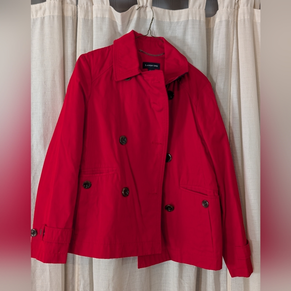 Lands' End Women's Bold Red Trench Coat